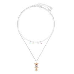 13DE MARZO Bow Bear Pearl Layered Necklace