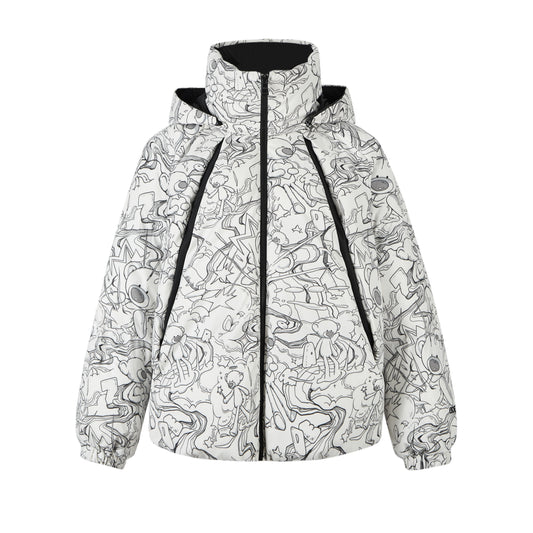 13DE MARZO Bear Laser Sketch Down Jacket