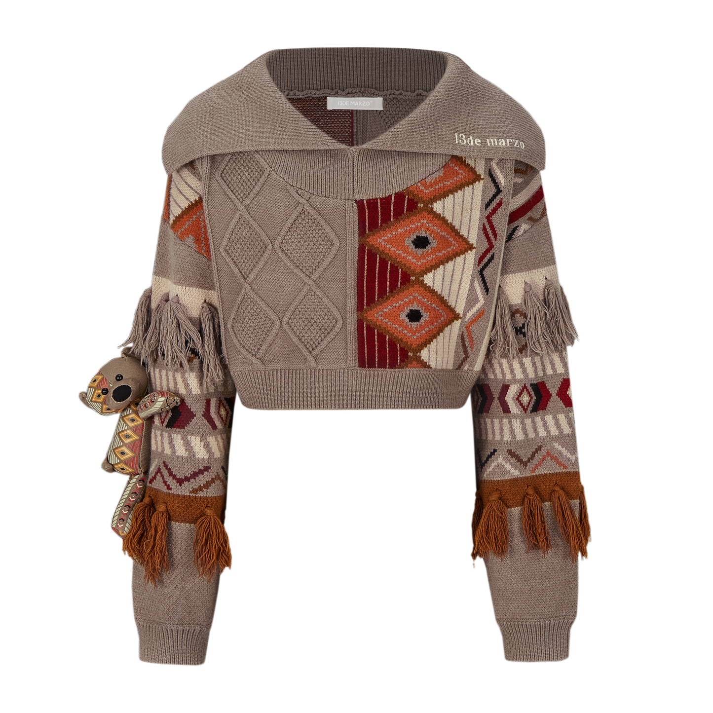 13DE MARZO Tribe Hunting Totem Short Sweater