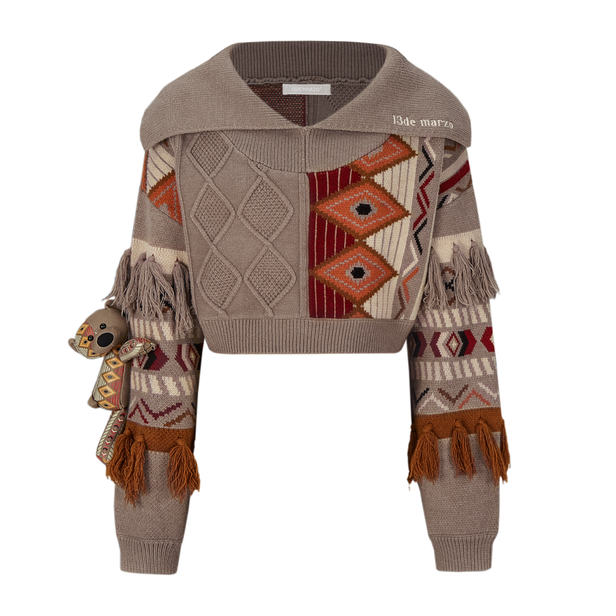 13DE MARZO Tribe Hunting Totem Short Sweater - 13DE MARZO