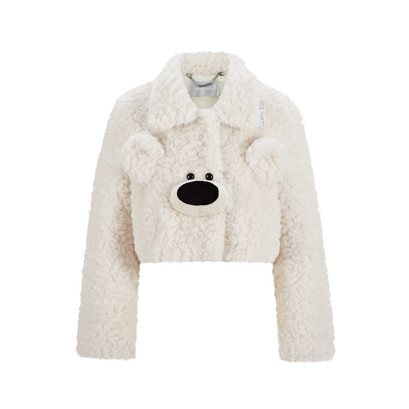 13DE MARZO Bear Face Faux Fur Coat - 13DE MARZO