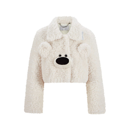13DE MARZO Bear Face Faux Fur Coat - 13DE MARZO