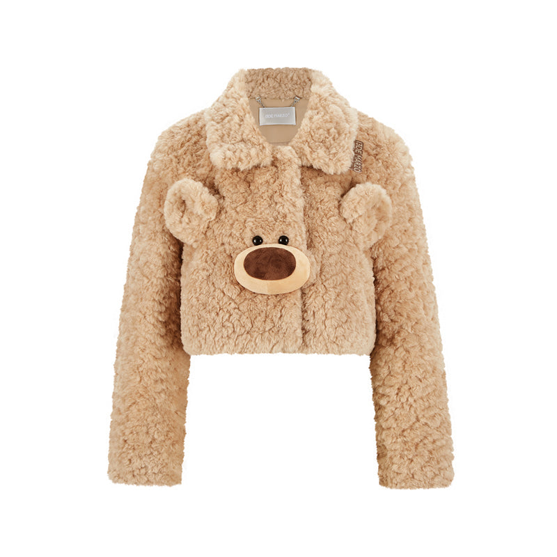 13DE MARZO Bear Face Faux Fur Coat - 13DE MARZO