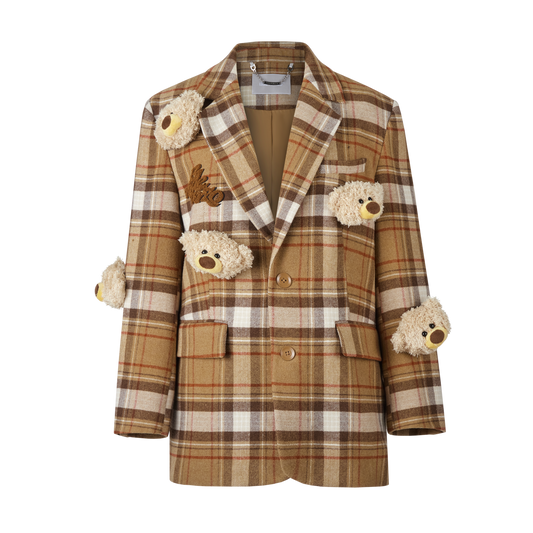 13DE MARZO Multi Bear Tweed Plaid Suit