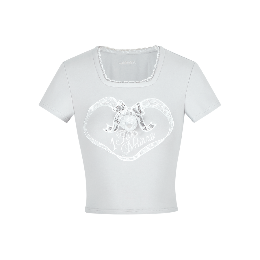 13DE MARZO Bear Lacy Bowknot Top - 13DE MARZO