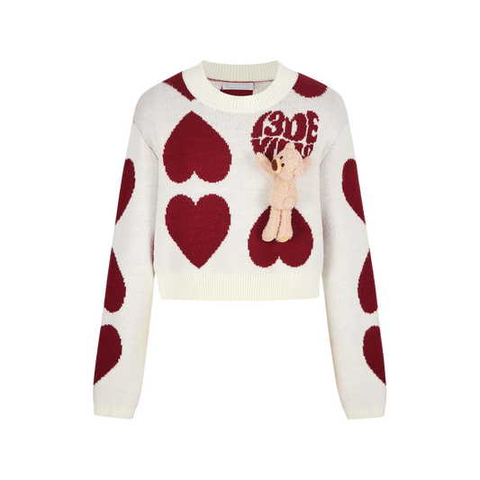 13DE MARZO Heart Logo Short Sweater