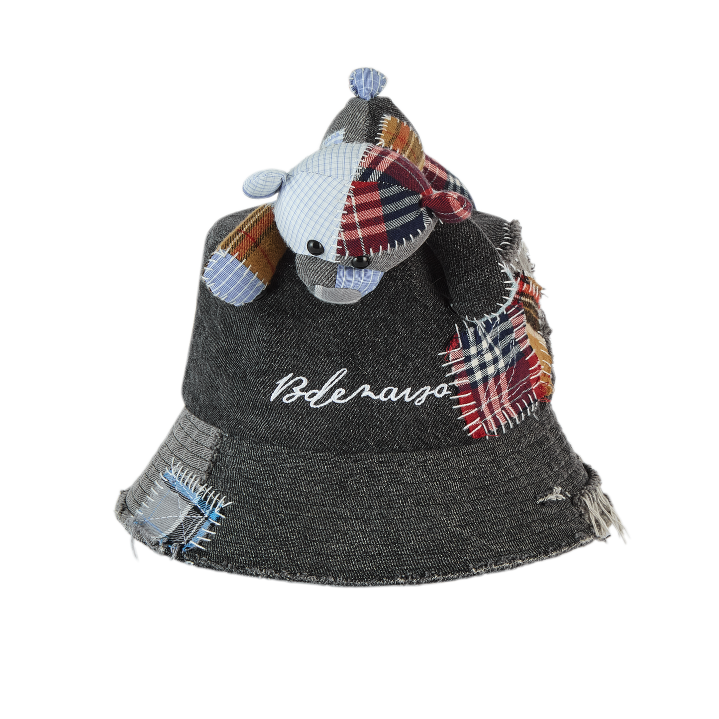 13DE MARZO Plaid Patch Denim Bucket Hat