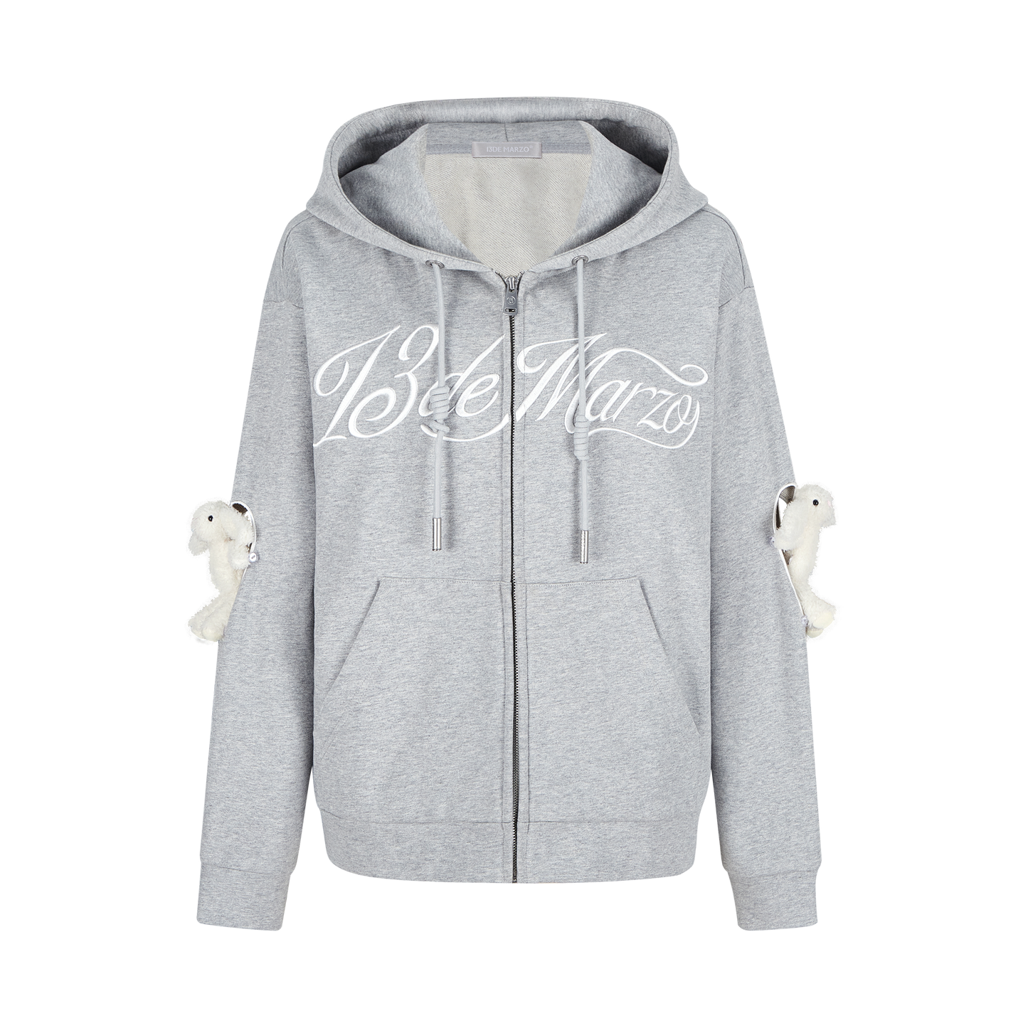 13DE MARZO Doozoo Hollow Heart Zip Hoodie