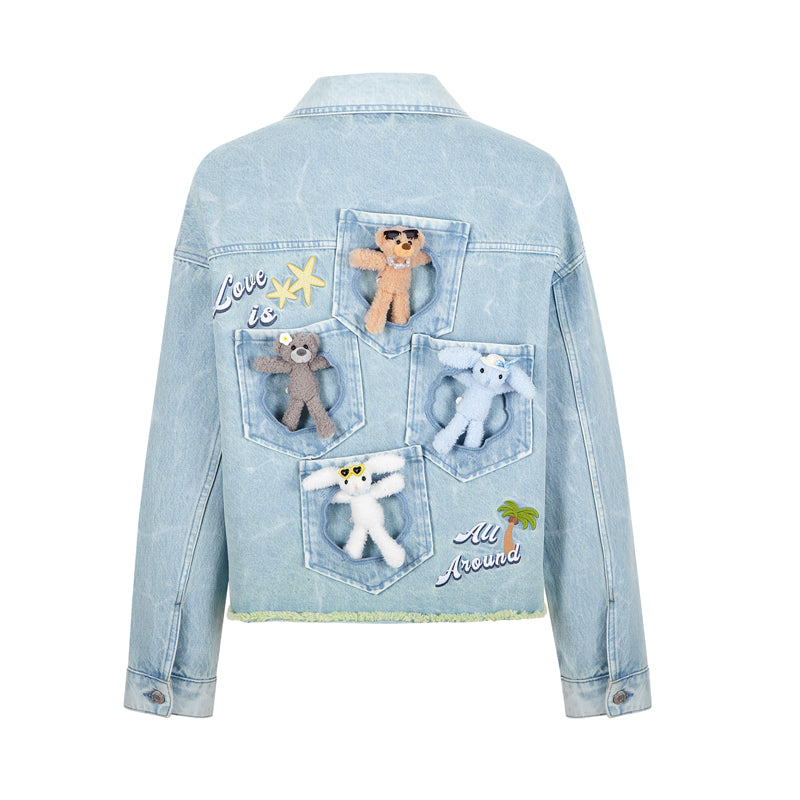 13DE MARZO Holiday Plushies Denim Jacket - 13DE MARZO