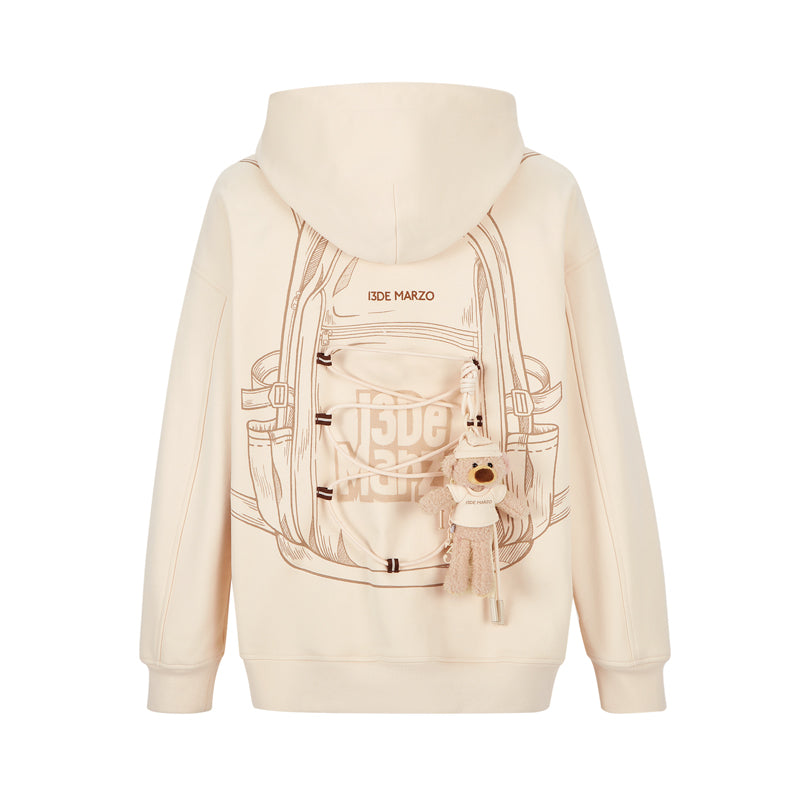 13DE MARZO Bear Backpack Print Hoodie