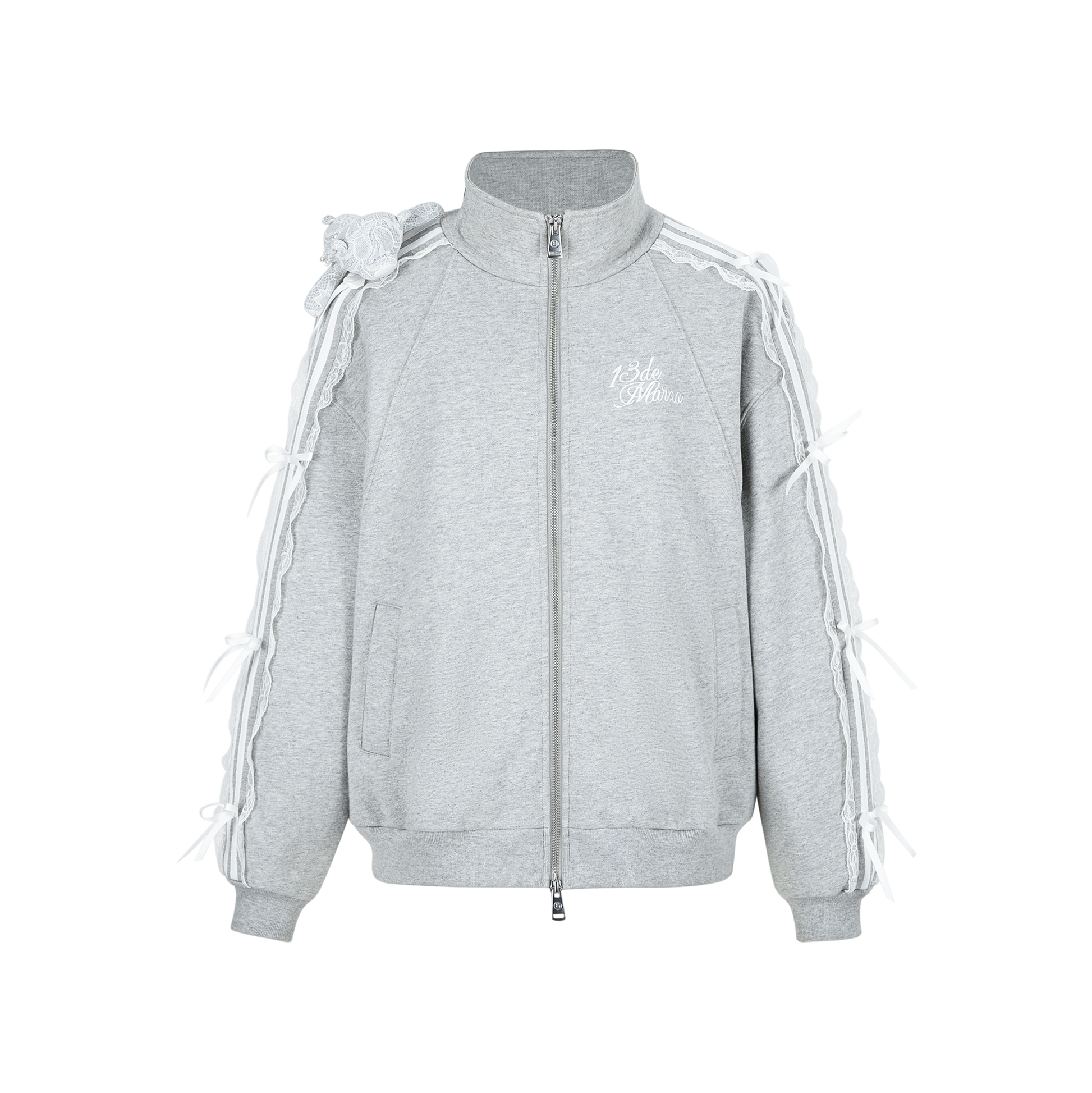 13DE MARZO Bear Lacy Knot Zip Sweatshirt