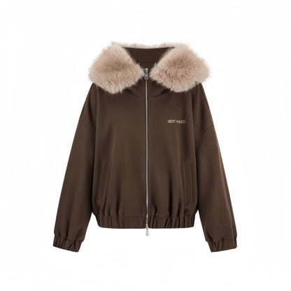 13DE MARZO Doozoo Zipper Hoodie Brown - 13DE MARZO