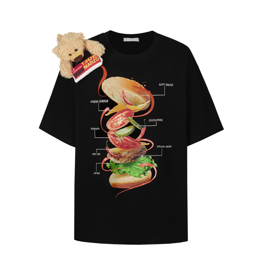 13DE MARZO Bear Hamburger Ingredient T-shirt - 13DE MARZO
