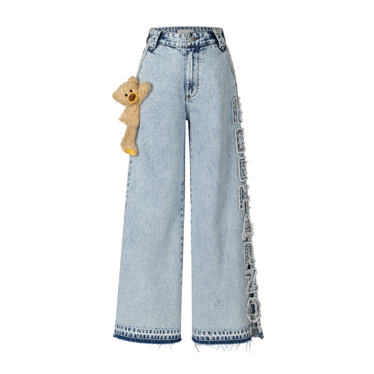 13DE MARZO Bear Side Hollow Jeans