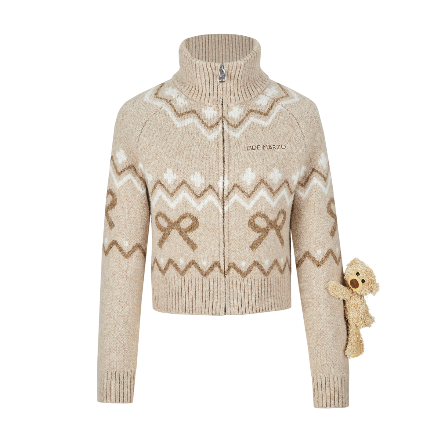 13DE MARZO Fair Isle Doozoo Zip Cardigan