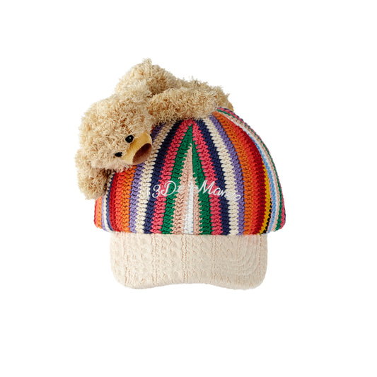 13DE MARZO Colored Yarn Bear Cap