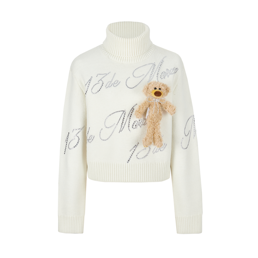 13DE MARZO Bear Rhinestone Logo Sweater - 13DE MARZO