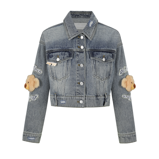 13DE MARZO Elbow Bear Denim Jacket