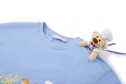13DE MARZO Bear  Macau Tart T-shirt Blue