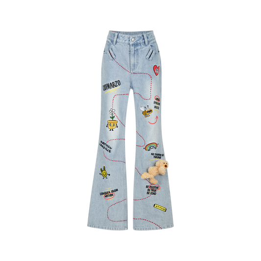 13DE MARZO Matthew Langille Bear Travel Flare Jeans