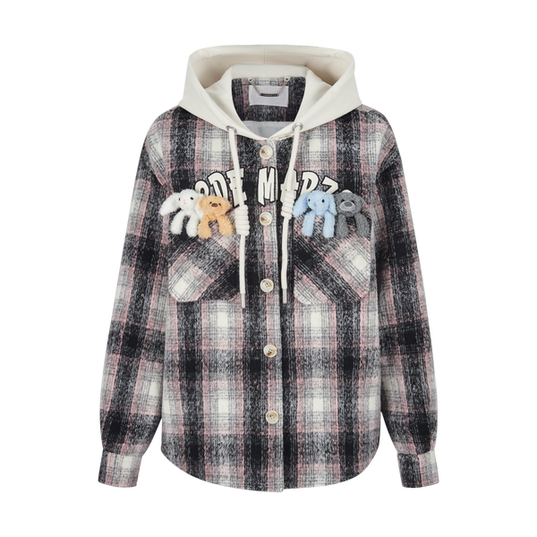 13DE MARZO Friends Hangout Tweed Zip Hoodie