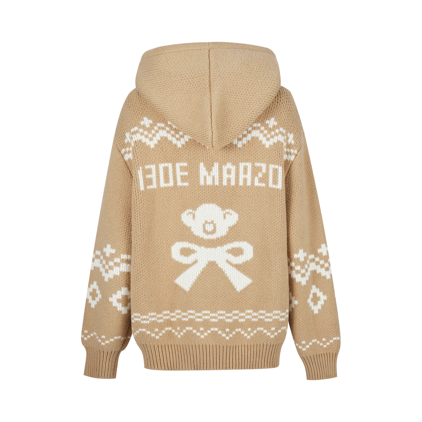 13DE MARZO Fair Isle Bear Zip Knit Hoodie