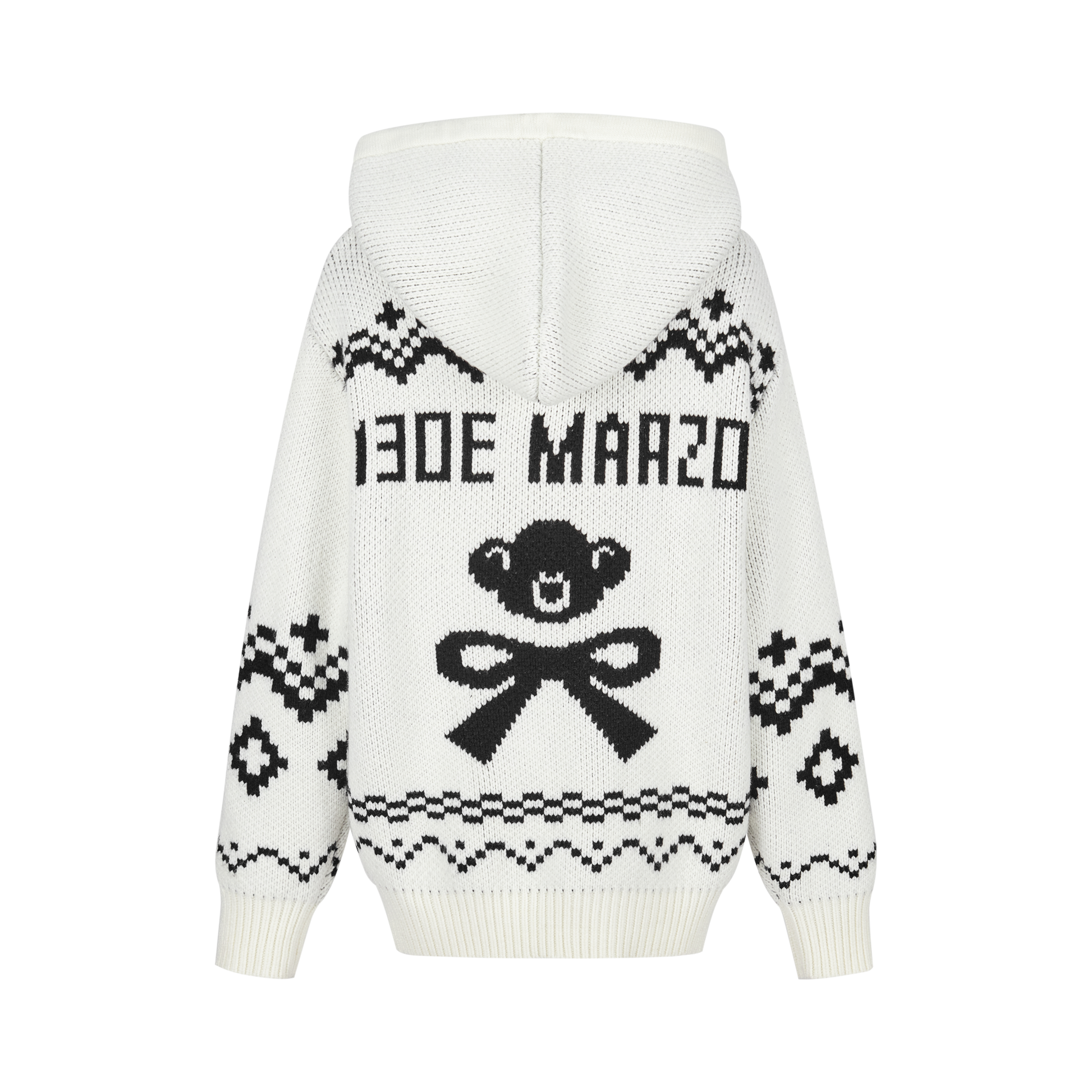 13DE MARZO Fair Isle Bear Zip Knit Hoodie 13DE MARZO Fair Isle Bear Zip Knit Hoodie