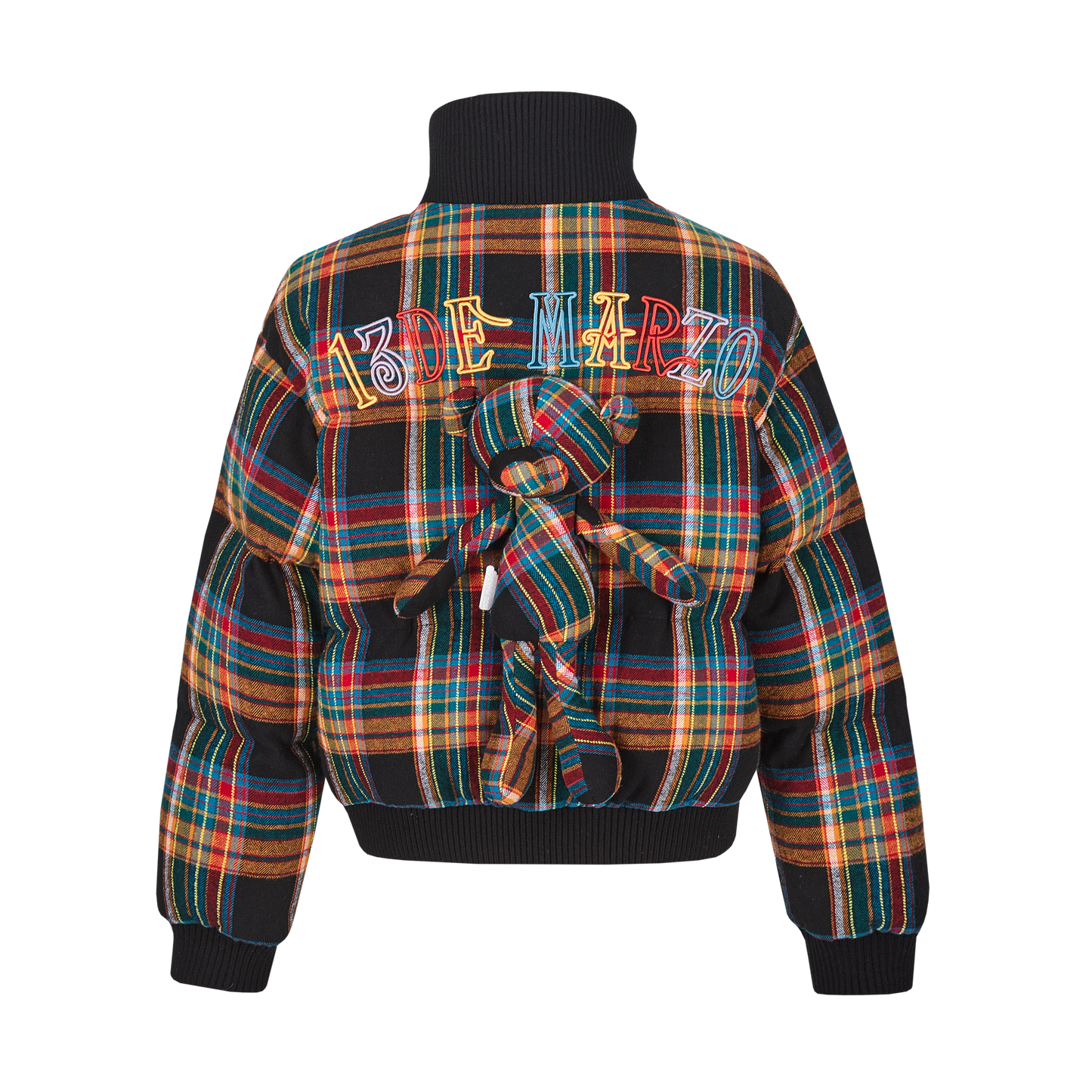 13DE MARZO Bear Retro Plaid Down Jacket