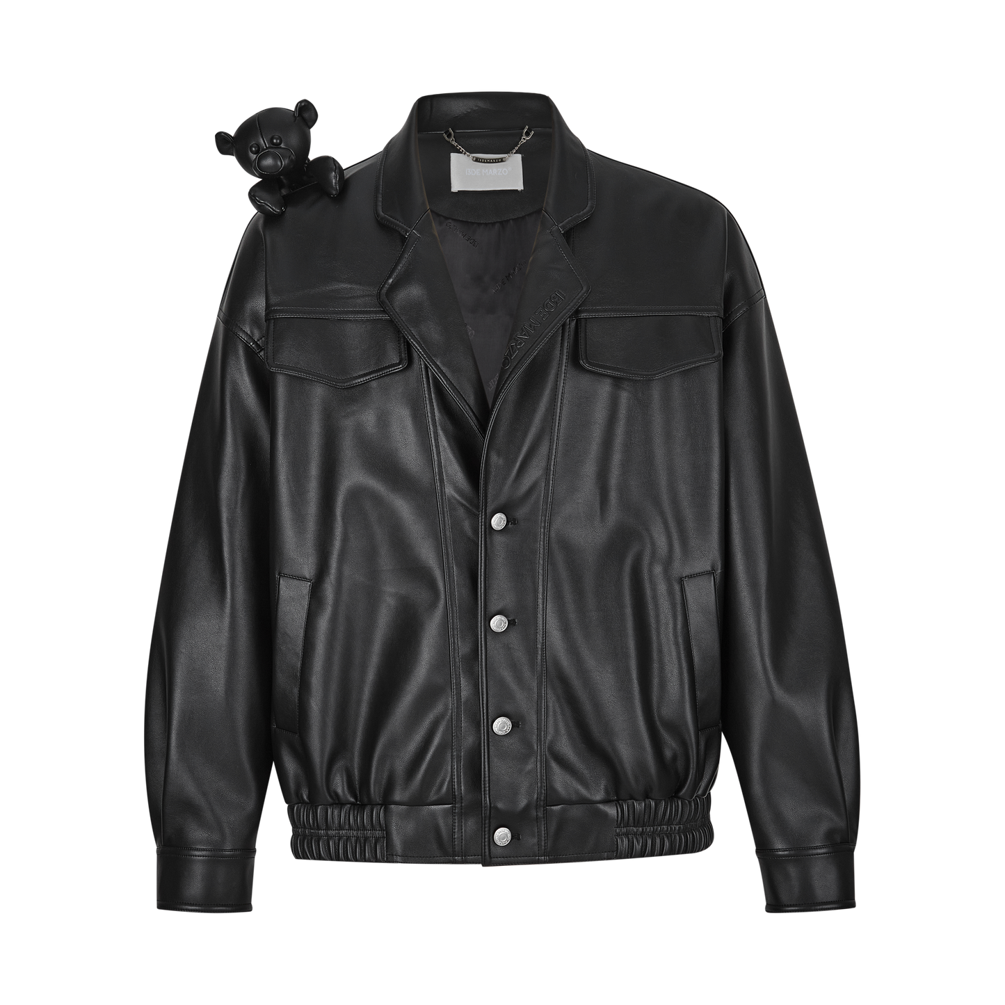 13DE MARZO Bear Dark Leather Jacket