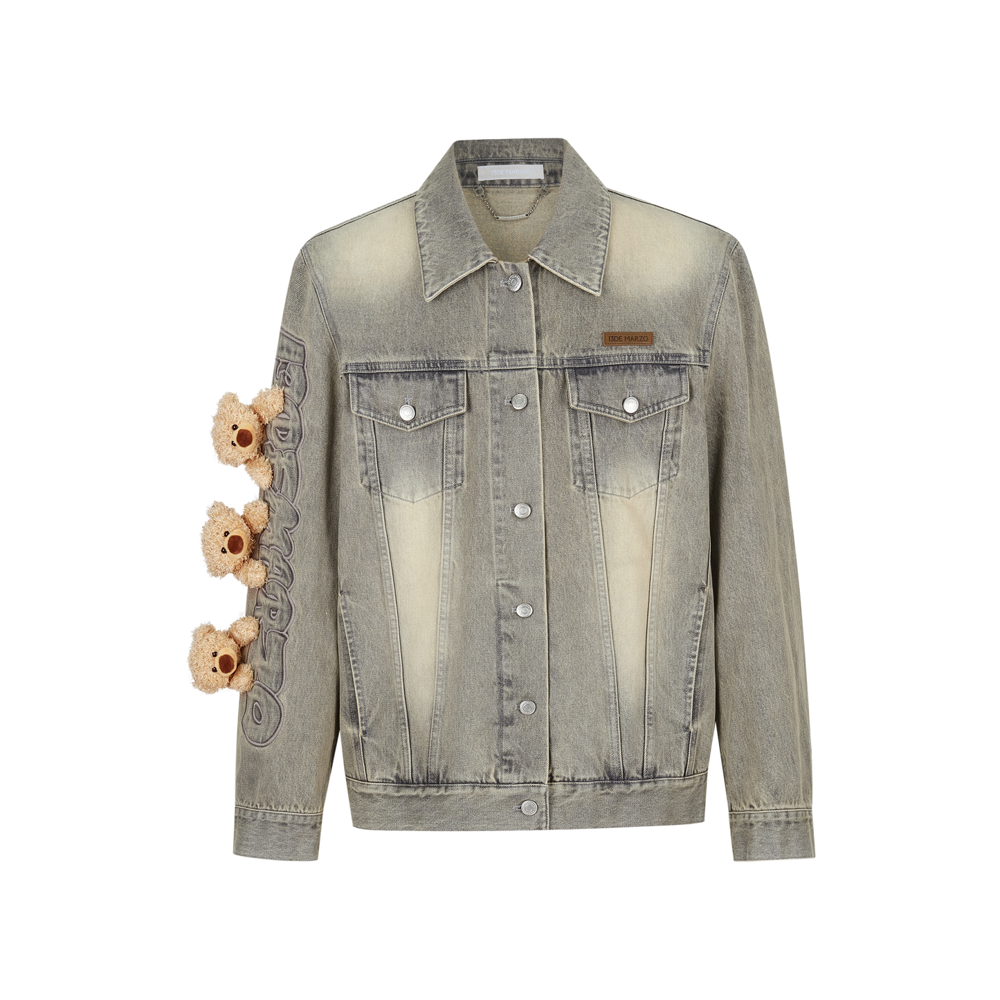 13DE MARZO Bear Queue Vintage Denim Jacket