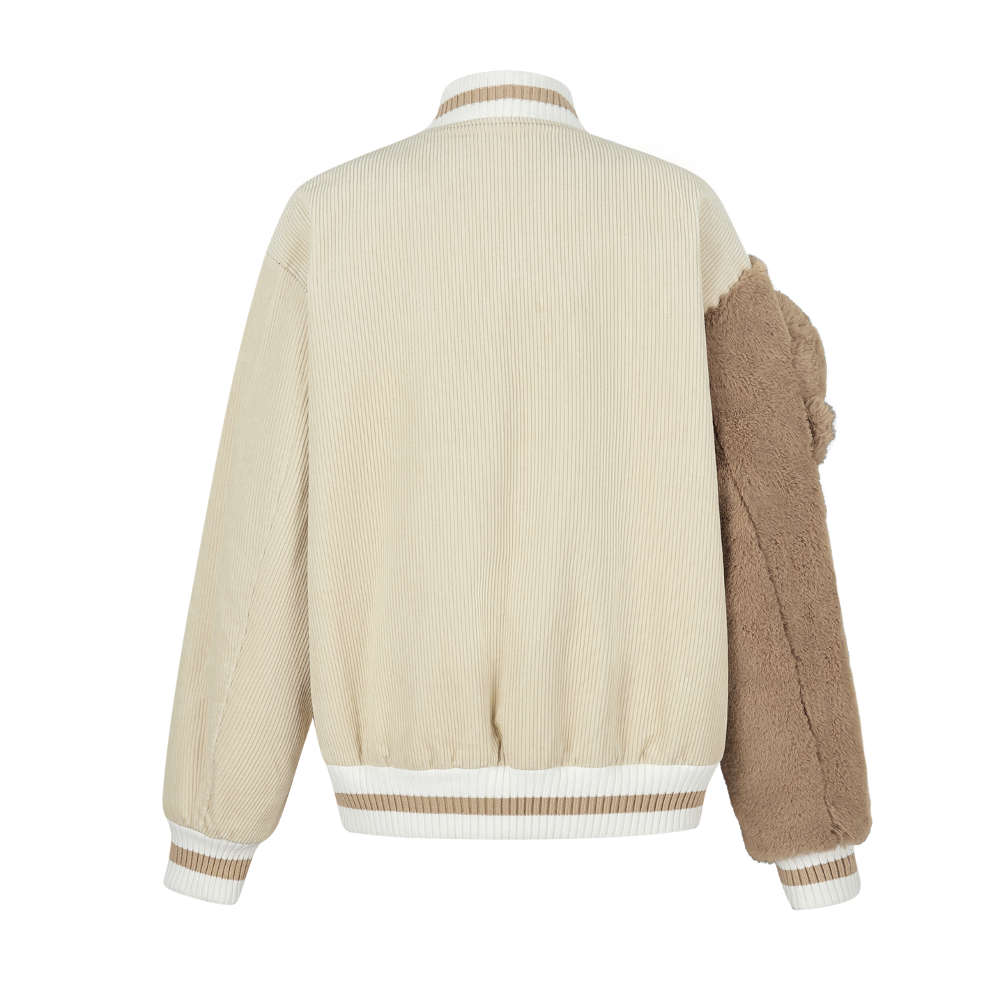 13DE MARZO Bear Sleeve Corduroy Baseball Jacket