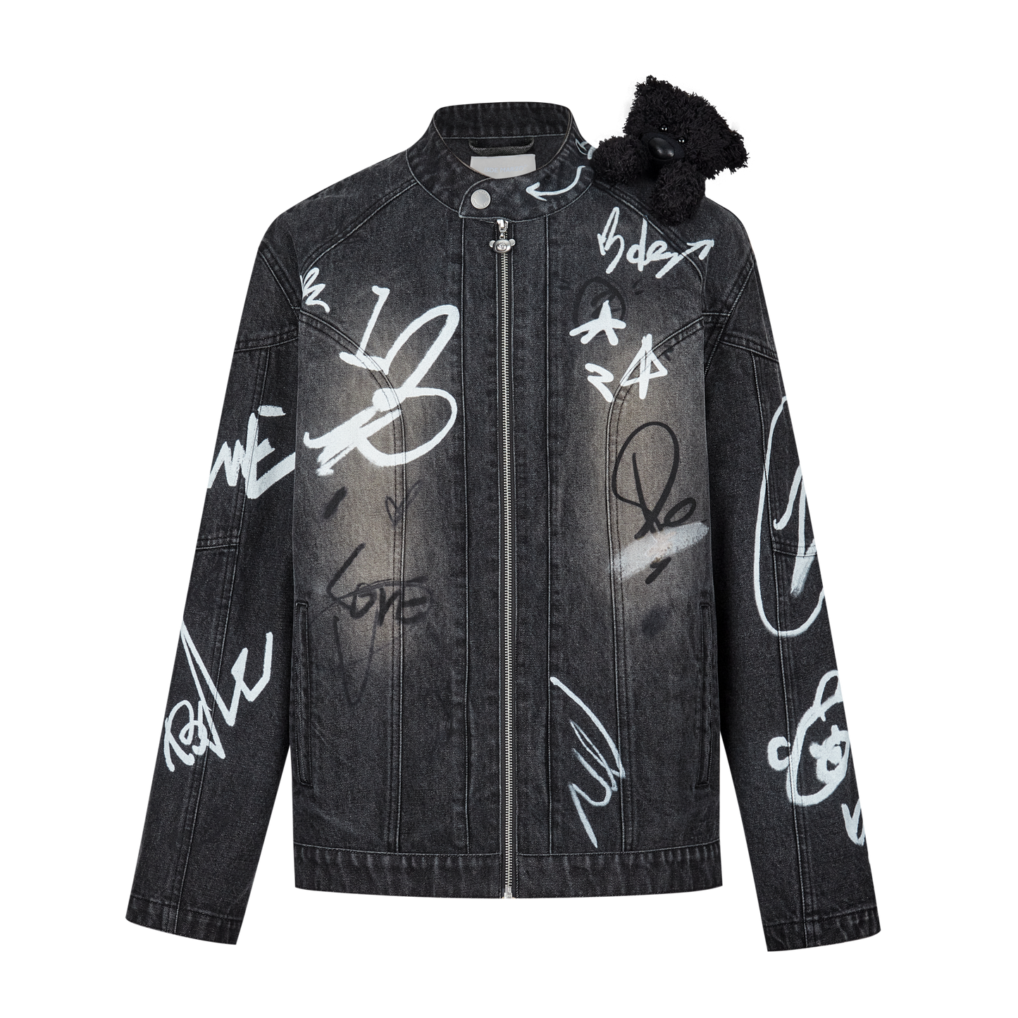 13DE MARZO Graffiti Bear Racing Denim Jacket