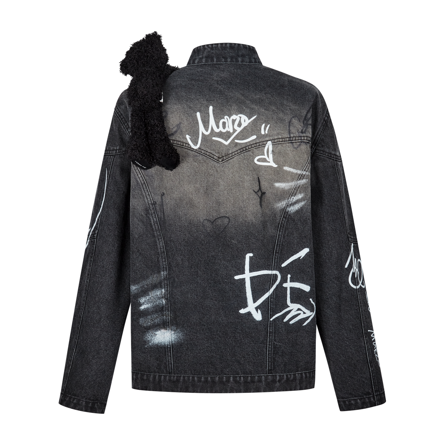 13DE MARZO Graffiti Bear Racing Denim Jacket