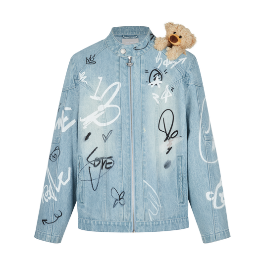 13DE MARZO Graffiti Racing Denim Jacket 13DE MARZO Graffiti Racing Denim Jacket