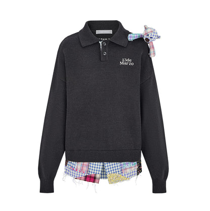 13DE MARZO Plaid Bear Polo Sweater - 13DE MARZO