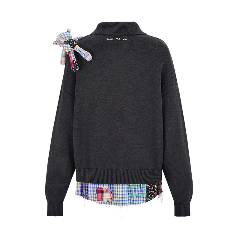13DE MARZO Plaid Bear Polo Sweater - 13DE MARZO