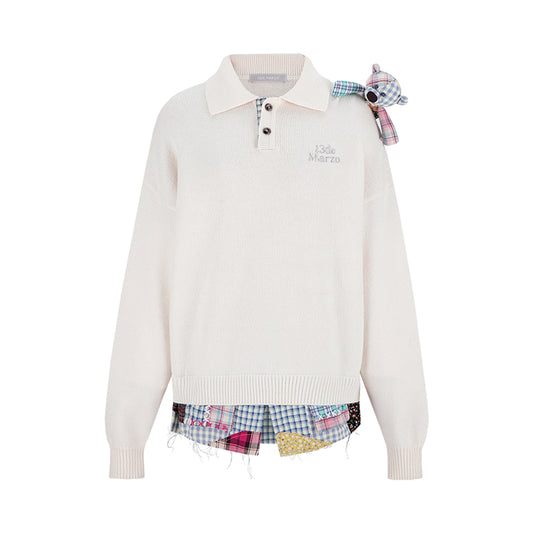 13DE MARZO Plaid Bear Polo Sweater - 13DE MARZO