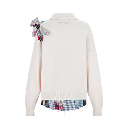 13DE MARZO Plaid Bear Polo Sweater - 13DE MARZO