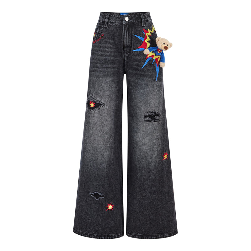 13DE MARZO Superman Bear 3D Pocket Jeans - 13DE MARZO