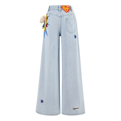 13DE MARZO Superman Bear 3D Pocket Jeans - 13DE MARZO