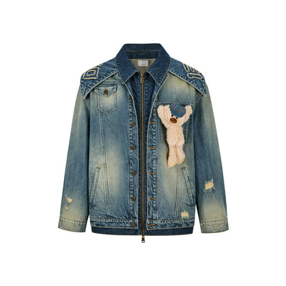 13DE MARZO Double Collar Denim Coat - 13DE MARZO