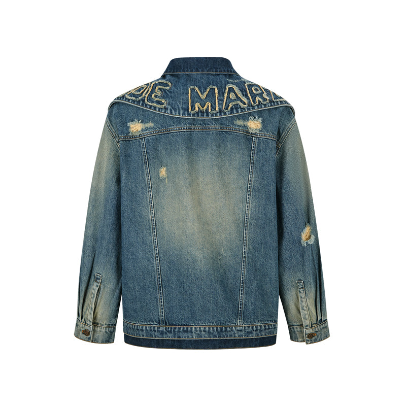 13DE MARZO Double Collar Denim Coat - 13DE MARZO