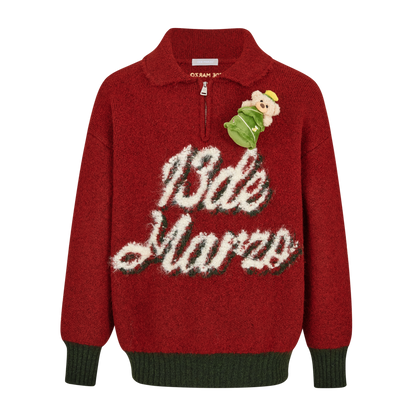 13DE MARZO Christmas Bear Polo Sweater
