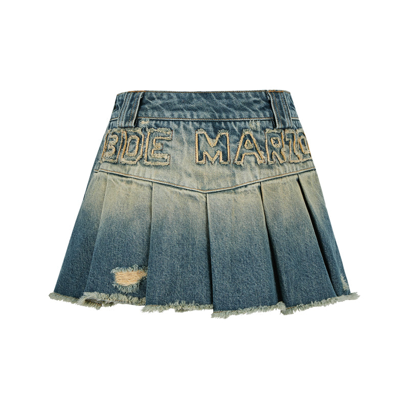 13DE MARZO Denim Frayed Skort - 13DE MARZO