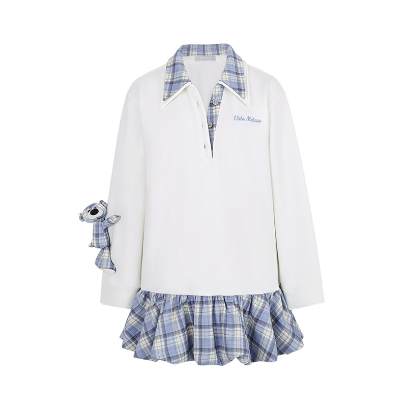 13DE MARZO Plaid Bear Collar Bud Dress - 13DE MARZO
