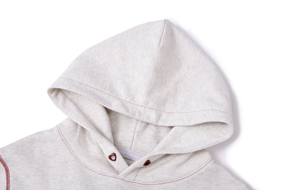 13DE MARZO Heart Bear Pocket Hoodie Grey