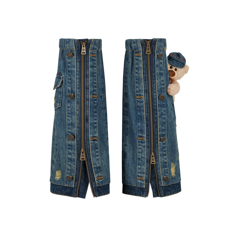 13DE MARZO Double-layer Denim Leg Warmers - 13DE MARZO