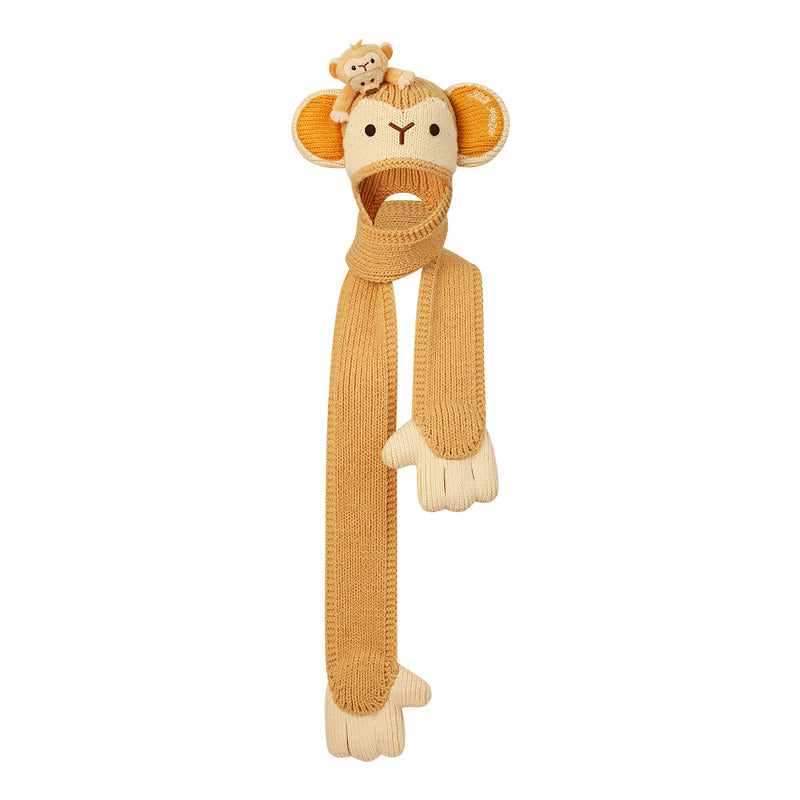 13DE MARZO Monkey Bear Beanie Scarf - 13DE MARZO