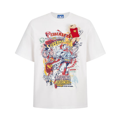 13DE MARZO Superman Bear Illustrated T-shirt - 13DE MARZO