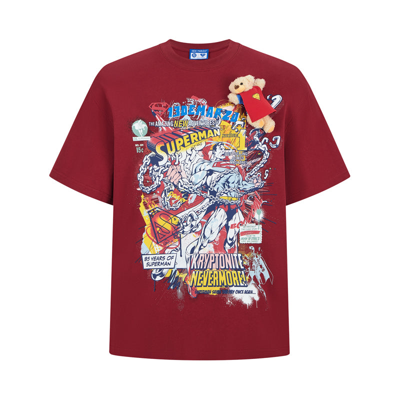 13DE MARZO Superman Bear Illustrated T-shirt - 13DE MARZO